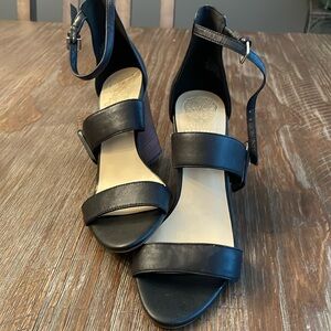 Vince Camuto Annzley Women's size 8.5 M 39M EU Black Leather Ankle Strappy Heels